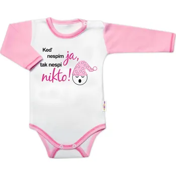Kojenecký body Baby Nellys Body dlouhý rukáv s vtipným textem Baby Nellys, Keď nespím ja, tak nespí nikto, holka Velikost: 86 (12-18m)