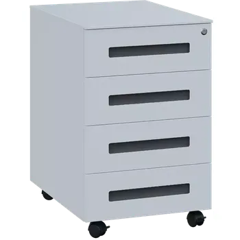 Zásuvkový kontejner PKK - 4 kontejner kovový pojízdný, 4-zásuvkový, bílý/úchytka antracit