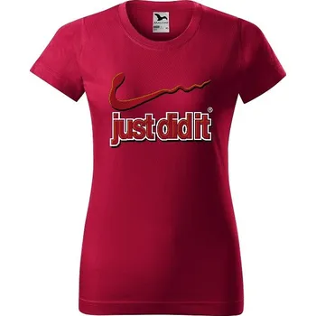 Dámské tričko damske-levne-bavlnene-tricko-digitalni-potisk-just-did-it Velikost dámská trička Basic: XXL šířka 59, délka 69, Odstín dámské tričko Basic: Višňové