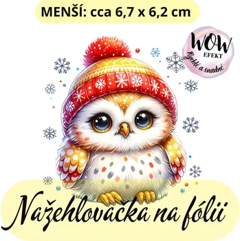 Nažehlovačky na fólii Nažehlovačka na fólii, SOVA S ČEPICÍ, 1 kus Zvolte VELIKOST motivu ZDE:: Menší
