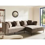 3místná rohová pohovka světle hnědé žinylkové čalounění levostranná s područkami a polštáři moderní styl obývací pokoj Beliani