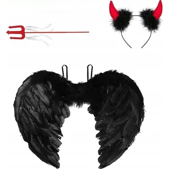 Karnevalový kostým Halloweenské doplňky Křídla Kostým Maškarní oblek Ďábel Sada 45 cm