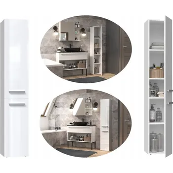 Šatní skříň KOUPELNOVÁ SKŘÍŇKA REGÁL VYSOKÝ 174x30x31 BÍLÁ LESKLÁ