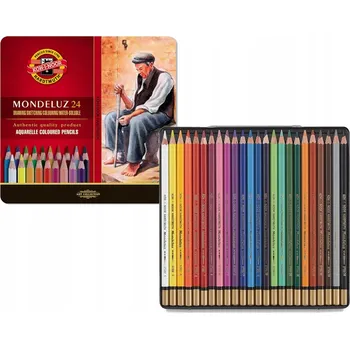 Pastelka PASTELKY Pastelky na kreslení a vybarvování MONDELUZ 24 barev KOVOVÉ Pouzdro Koh-I-Noor