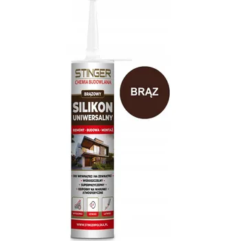 stavební silikon STINGER SILIKON UNIVERZÁLNÍ HNĚDÝ TĚSNICÍ TMEL VODĚODOLNÝ
