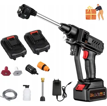 Vysokotlaký čistič AKUMULÁTOROVÁ TLAKOVÁ MYČKA BEZ KABELU NA DLAŽBU A AUTO 650W + 2 BATERIE