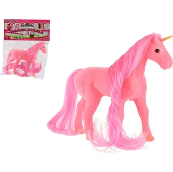 Hračka Teddies Jednorožec kůň fliška česací s hřebenem 14cm v sáčku