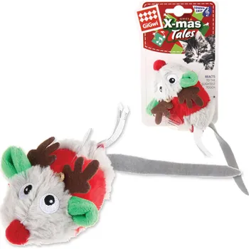 Hračka pro kočku GiGwi Vánoční Myška se zvukovým čipem
