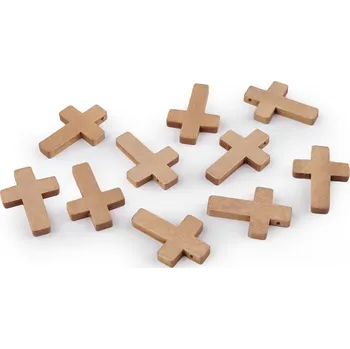 Přívěsek Přívěsek dřevěný křížek 23x33 mm, malé, 1 přírodní stř.