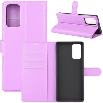 Pouzdro na mobilní telefon Litchi PU kožené peněženkové pouzdro na mobil Samsung Galaxy Note 20/Note 20 5G - fialové