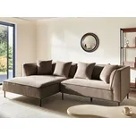 3místná rohová pohovka světle hnědé žinylkové čalounění pravostranná s područkami a polštáři moderní styl obývací pokoj Beliani