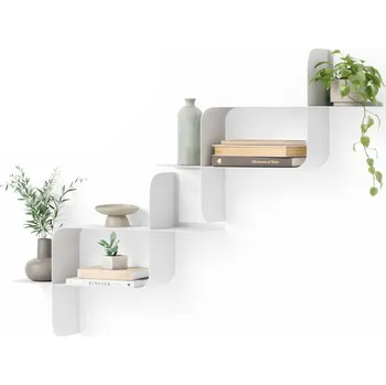 police Dřevěná nástěnná police 2 ks Umbra MONTAGE - bílá