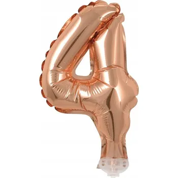 Balónek Dekorativní Narozeninový BALÓNEK s Číslem 13cm na ŠPEJLI ČÍSLICE 4 Růžovo-Zlatý