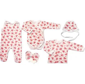 Kojenecká souprava Mamatti Novorozenecká sada do porodnice, Mamatti, smetanová/růžová - Pampeliška, vel. 50 Velikost: 62 (2-3m)