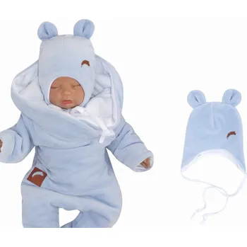 Z&Z Velurová čepice na zavazování s oušky, modrá Velikost: 80/86 (12-18m)