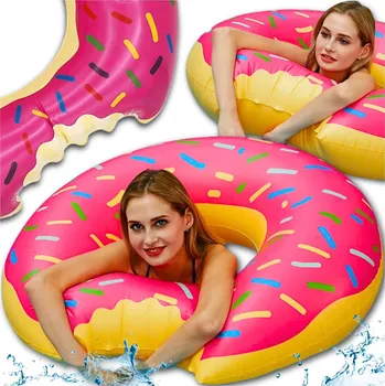 Velký kruh na plavání 120 cm RŮŽOVÝ DONUT nafukovací matrace do vody kobliha