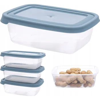 Dóza na potraviny Plastové dózy na potraviny 600ml s modrým víkem, svačinový box 3 ks