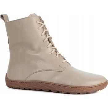 Dámská zimní obuv Dámské kotníkové boty BAREFOOT zateplené kožené šněrovací 0778W béžové 36