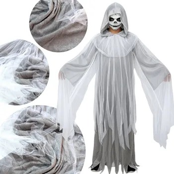 Karnevalový kostým STRAŠIDELNÝ Kostým STRAŠIDELNÝ DUCH s kapucí PLÁŠŤ NA HALLOWEENSKÝ BÁL, VELIKOST 92-115