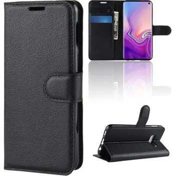 Pouzdro na mobilní telefon Litchi PU kožené peněženkové pouzdro na Samsung Galaxy S10e - černé