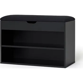 Botník BOXIMO Botník černý se sedákem VAULT, 60 x 30 x 47 cm