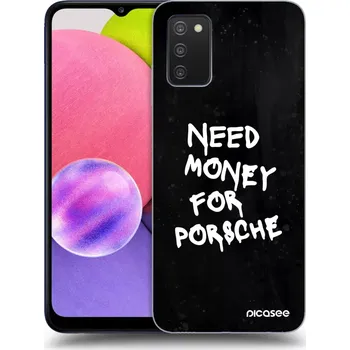 Pouzdro na mobilní telefon Picasee silikonový průhledný obal pro Samsung Galaxy A03s A037G - Black Dollar