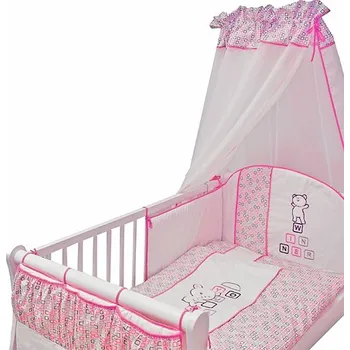 Povlečení Ty i My Mantinel s povlečením Medvídek kostička - růžový Velikost povlečení: 135x100