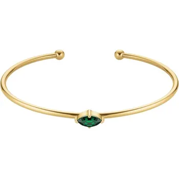 Náramek Rosefield Otevřený pevný náramek s zeleným Swarovski krystalem JBEMG-J1242 + 2 měsíce na vrácení zboží