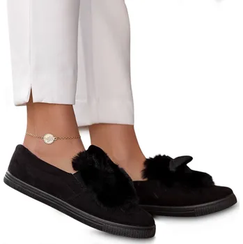 Dámské pantofle Tenisky Domácí boty Pantofle s kožešinou, černé, velikost 39