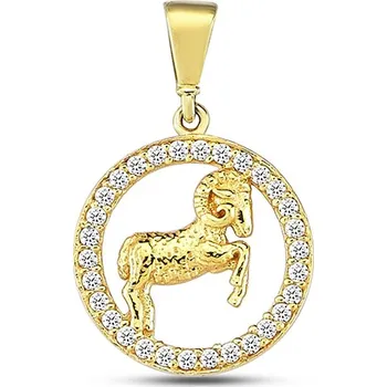 Přívěsek Zlatý přívěsek se zirkony znamení zvěrokruhu beran ZP0425XJ71-17BE (585/1000) 1,17g