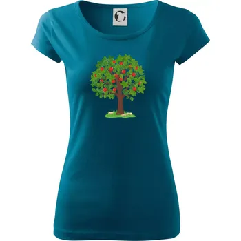 Dámské tričko Obrázek Jablko nepadá daleko od stromu - Dámské triko Pure - M ( Petrolejová )