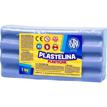 Modelovací hmota Školní PLASTELÍNA pro děti k MODELOVÁNÍ Kostka 1 kg MODRÁ Astra