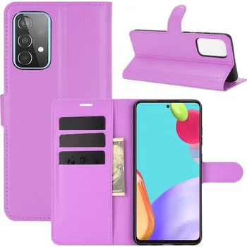 Pouzdro na mobilní telefon Litchi PU kožené peněženkové pouzdro na mobil Samsung Galaxy A52 5G/4G/A52s 5G - fialové