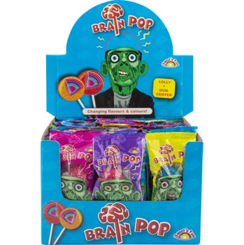 Bonbon Výhodná cena Lízátka se žvýkačkou Brain pop 16 g
