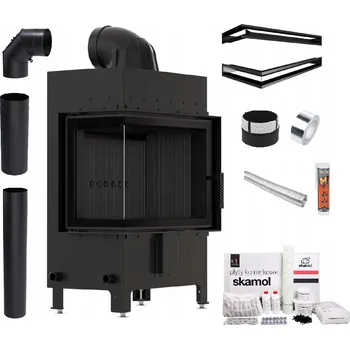 Krbová vložka KRBOVÁ VLOŽKA LUCY 12 kW LEVÁ ČERNÁ OCELOVÁ ECODESIGN SADA