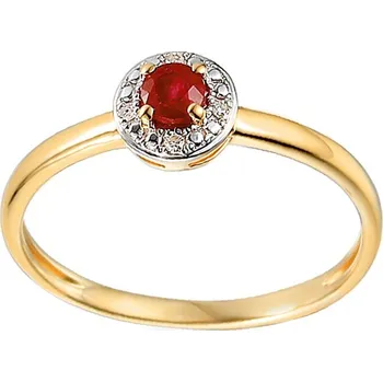 Prsten Zlatý prsten s rubínem a diamanty 0.010 ct Armonda IZBR586R + dárkové balení LUXUS zdarma