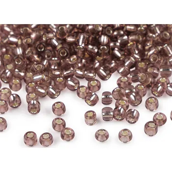 Dětské navlékací korálky Rokajl 6/0 - 4 mm s průtahem, malé, 41A fialová tmavá