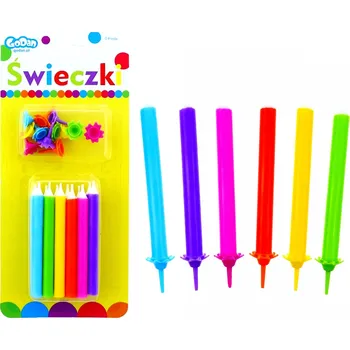 Dortová svíčka Narozeninové svíčky Duhové SADA 12 Kusů 8,0 cm Barevné SVÍČKY na dort