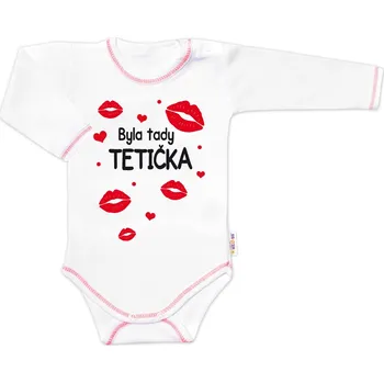 Baby Nellys Body dlouhý rukáv s vtipným textem Baby Nellys, Byla tady tetička Velikost: 80 (9-12m)