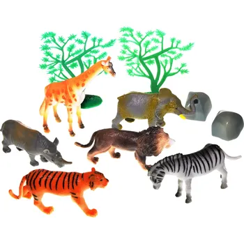 Figurka DIVOKÁ ZVÍŘATA zoo 10 ks žirafa slon tygr lev