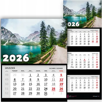 Kalendář Třídílný kalendář s krajinami – kouzelné výhledy, rok 2026, RŮZNÉ VZORY