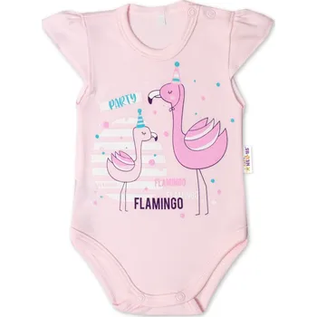 Baby Nellys Bavlněné kojenecké body, kr. rukáv, Flamingo - sv. růžové Velikost: 62 (2-3m)