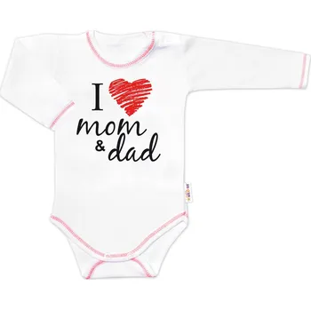 Kojenecký body Baby Nellys Body dlouhý rukáv Baby Nellys, I love mom & dad Velikost: 80 (9-12m)