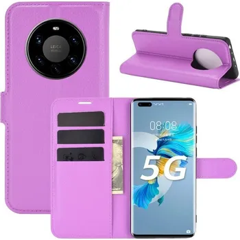 Pouzdro na mobilní telefon Litchi PU kožené peněženkové pouzdro pro mobilní telefon Huawei Mate 40 Pro - fialové