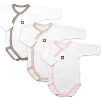 Kojenecký body Baby Nellys Rostoucí výhodná sada, 3x Body zap. bokem Nature - růžová/béžová/taupe Velikost: 62/68 (3-6m)