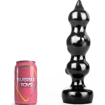 Dildo Bubble Toys Poulou, černý anální kolík 23 x 3–6 cm