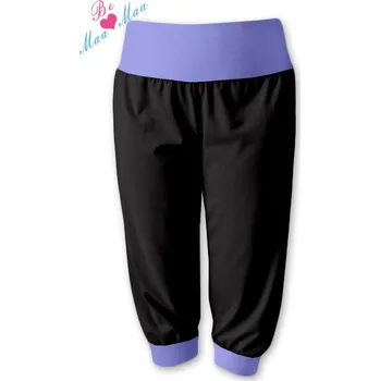 Dámské legíny Be MaaMaa Sportovní 3/4 legíny CAPRI - černé/lila Velikost oblečení: S/M