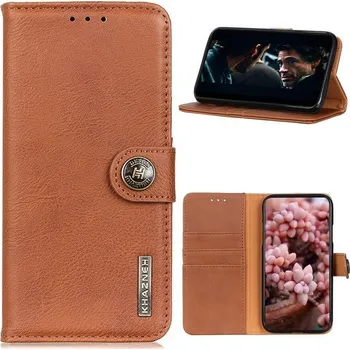 Pouzdro na mobilní telefon Khaz PU kožené peněženkové pouzdro na mobil Samsung Galaxy A42 5G - hnědé