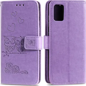 Pouzdro na mobilní telefon Owls PU kožené peněženkové pouzdro na mobil Huawei P40 - fialové