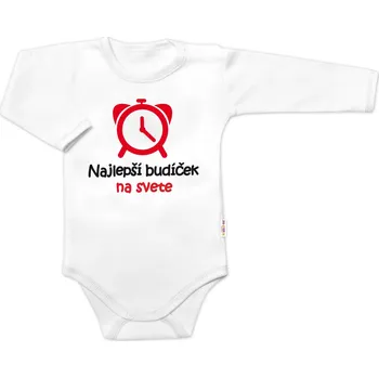 Kojenecký body Baby Nellys Body dlouhý rukáv Najlepší budíček na svete, Baby Nellys, bílé Velikost: 56 (1-2m)